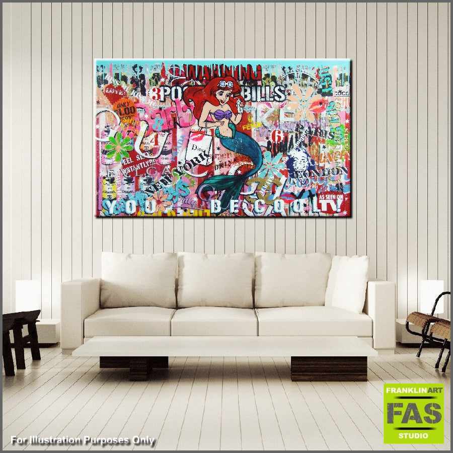Urban Pop Ariel The Little Mermaid Inspired Wall Art - Disney Princess Home Decor for Bedroom, Living Room & Office