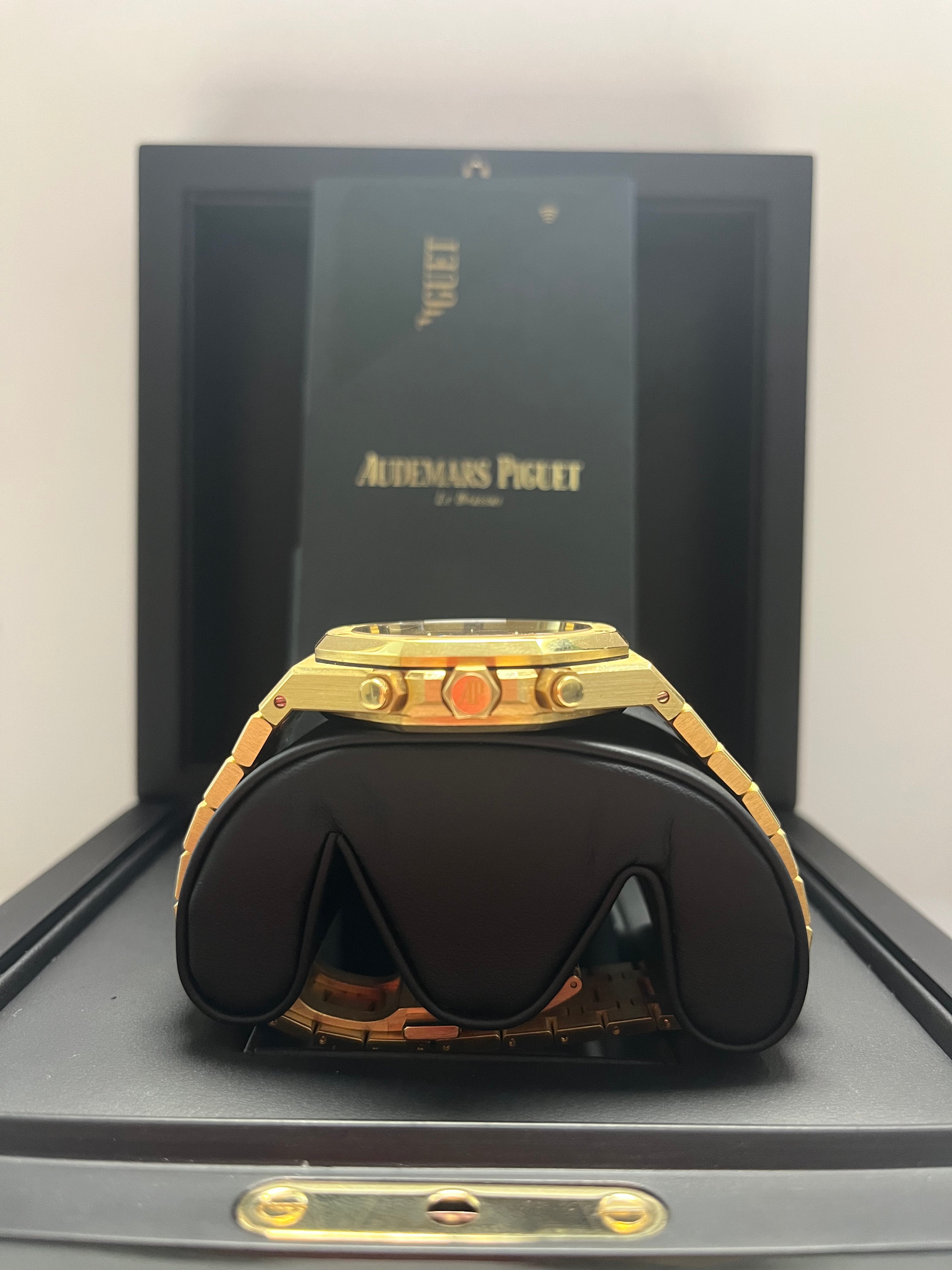 Audemars Piguet Royal Oak 41mm Selfwinding Chronograph Watch - 18k Yellow Gold Case, Blue Dial with Yellow Sub Dials (Ref 26331BA.OO.1220BA.01) | Luxury Men's Timepiece for Business, Gala & Special Occasions