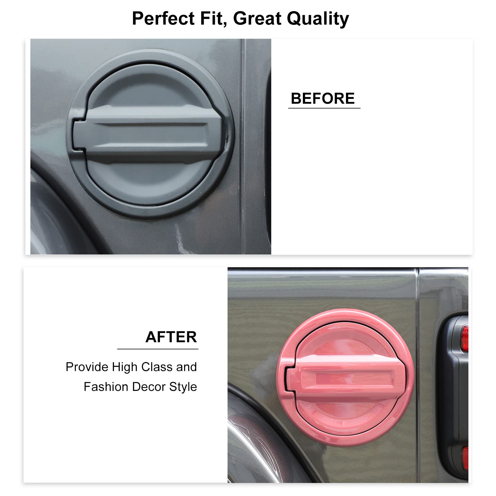 Pink Fuel Filler Door Cover for Jeep Wrangler JL & JLU (2018-2022) - Durable Gas Tank Cap Decoration & Exterior Accessories | Off-Road Adventure & Custom Car Styling