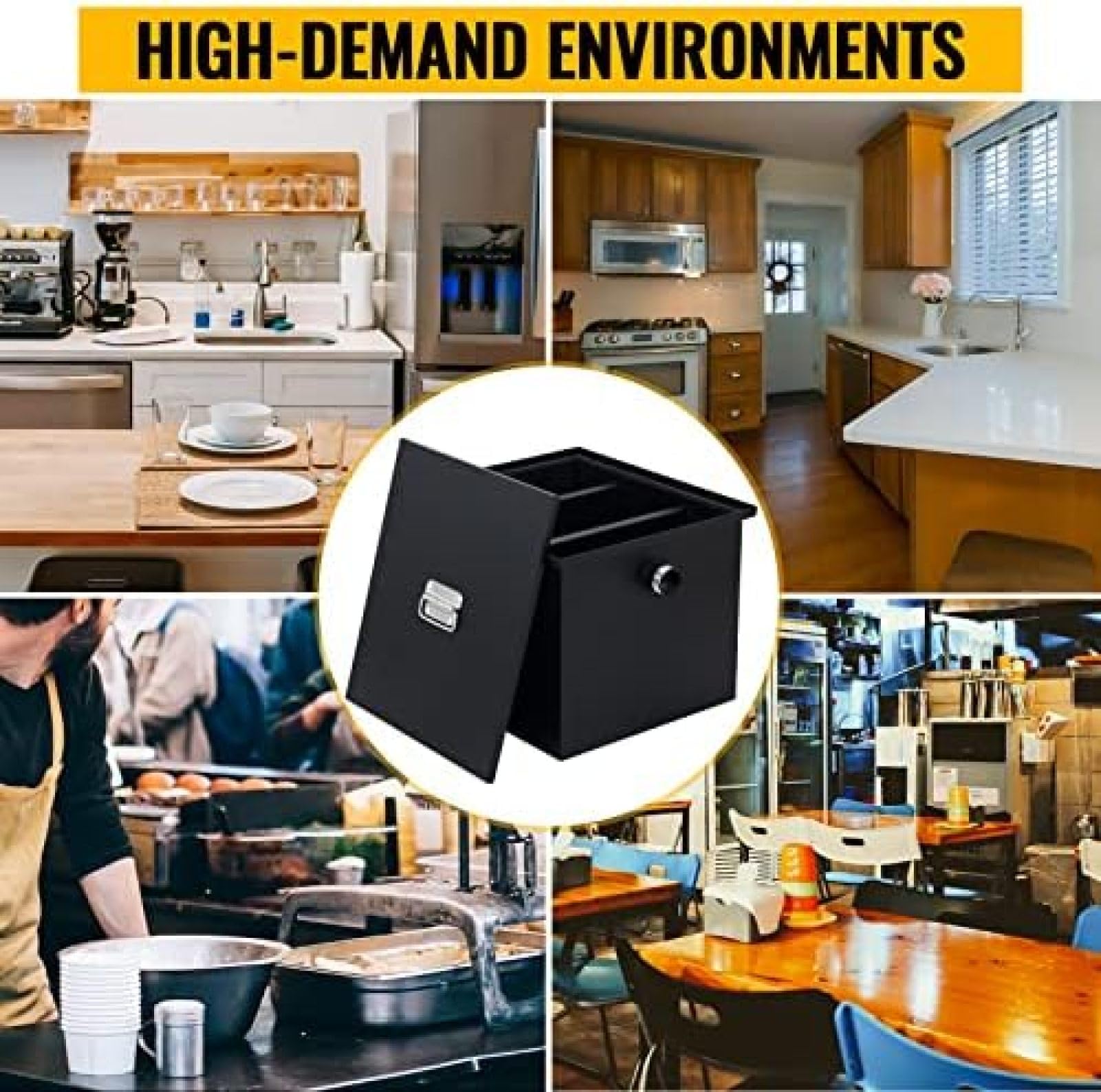 Commercial Grease Trap & Interceptor - 4.6 GPM Under Sink Oil-Water Separator, Side Inlet Design, Carbon Steel Construction (14LB, Black) - Ideal for Restaurants, Canteens & Home Kitchens - Prevents Clogged Drains & Maintains Plumbing System