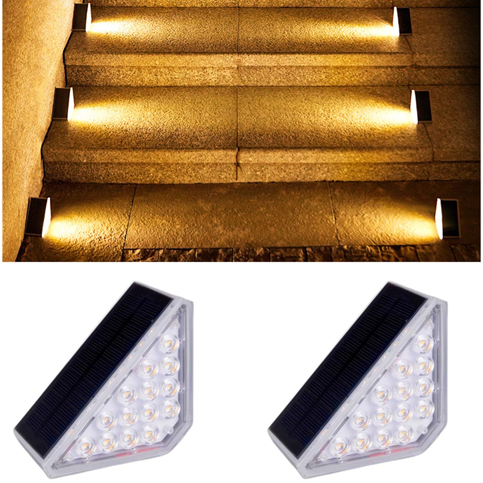 Solar Powered LED Outdoor Step Lights - Waterproof Deck & Stair Lights for Patio, Yard, Porch, Front Door (2 Pack) | Enhance Curb Appeal & Nighttime Safety