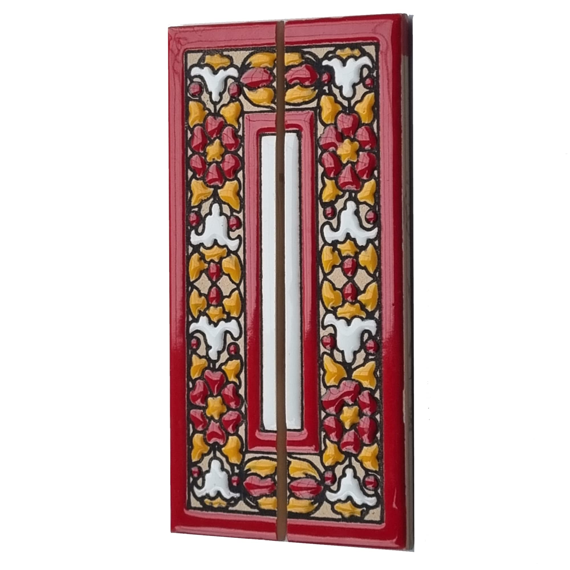 11 cm x 5.5 cm Spanish Red Floral Ceramic Number Tiles with Optional Metal Filigree Frames (8-Piece Set) - Perfect for House Address Signs, DIY Home Decor, and Wedding Table Numbers