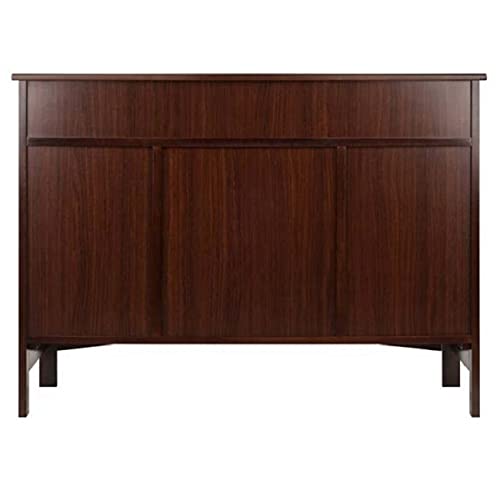 43.50” Cappuccino Brown Buffet Cabinet - Stylish Sideboard for Dining Room, Living Room & Entryway Storage - Solid Wood Kitchen Buffet with Shelves & Drawers