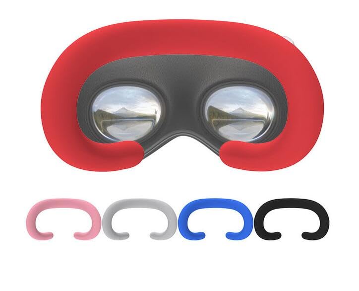 Apple Vision Pro Silicone Eye Mask - Sweat Proof & Light Leakage Proof VR Face Pad Cover, Replaceable Accessories (Red) - Perfect for Gaming, VR Workouts & Extended VR Sessions