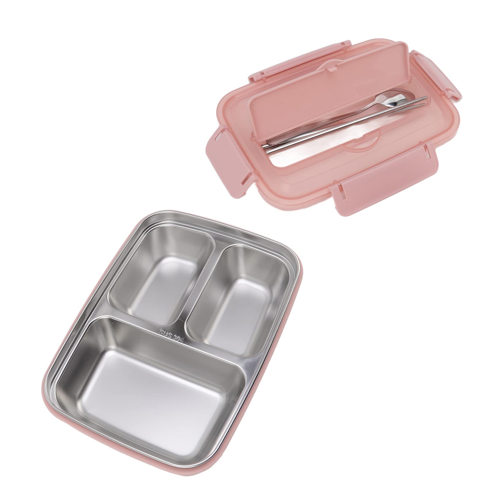 Bento Lunch Box Containers with Compartmental Design - Leak-Proof, Microwave Safe Food Storage for Office, School, Picnic & Travel - Includes Matching Tableware (Pink) - Perfect for Meal Prep, Kids Lunch & Outdoor Activities