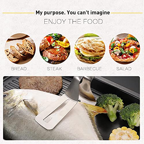 Premium Stainless Steel BBQ Tongs with Teeth - Heavy Duty Grill Spatula Turner for Steak, Fish, Pizza & Meats - Perfect for Outdoor Grilling, Camping & Kitchen Cooking Utensil Set