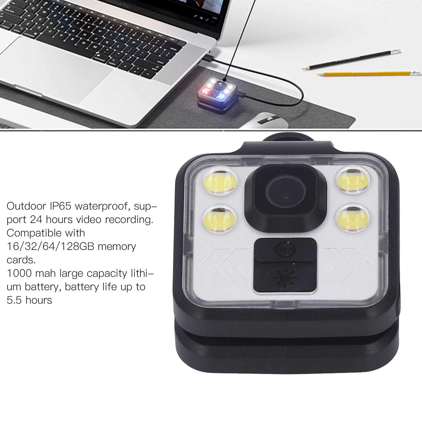1080P HD Body Camera with LED Light, IP65 Waterproof Wearable Camera for Law Enforcement, Security, Cycling & Outdoor Activities - Perfect for Police, Bikers & Nighttime Recording