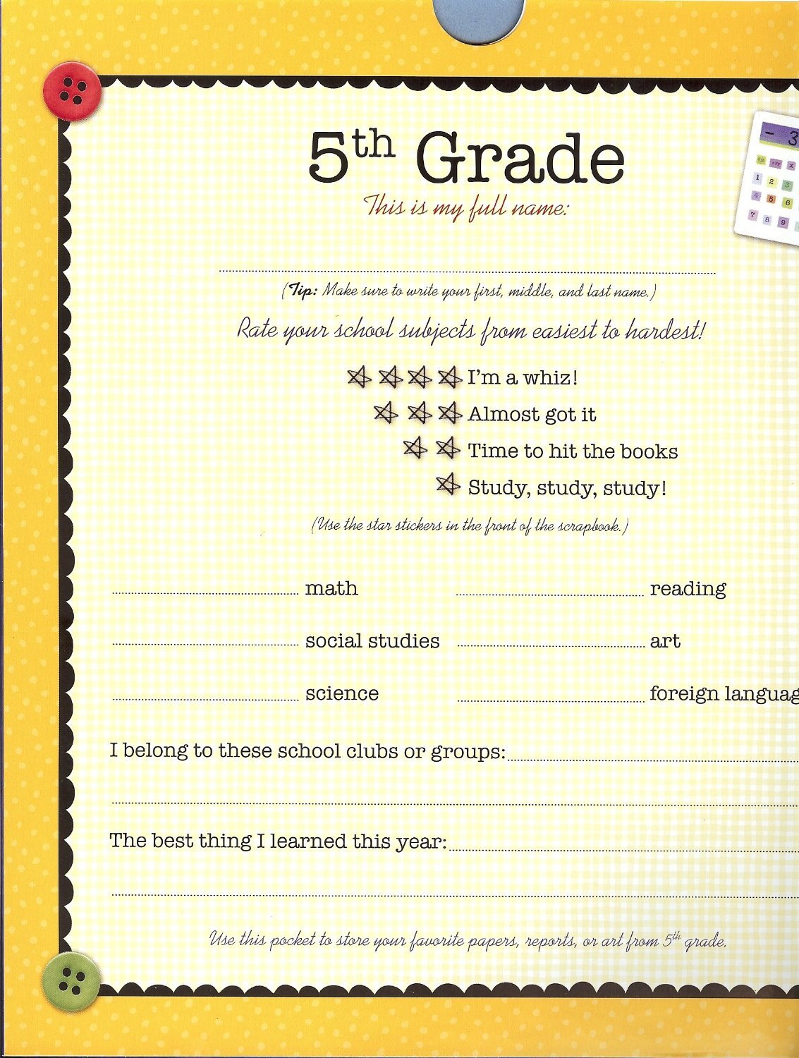 New Seasons School Years Scrapbook Album - Pre-K to 8th Grade Memory Keeper with Pockets | Perfect for Preserving Childhood Photos, Artwork & School Memorabilia