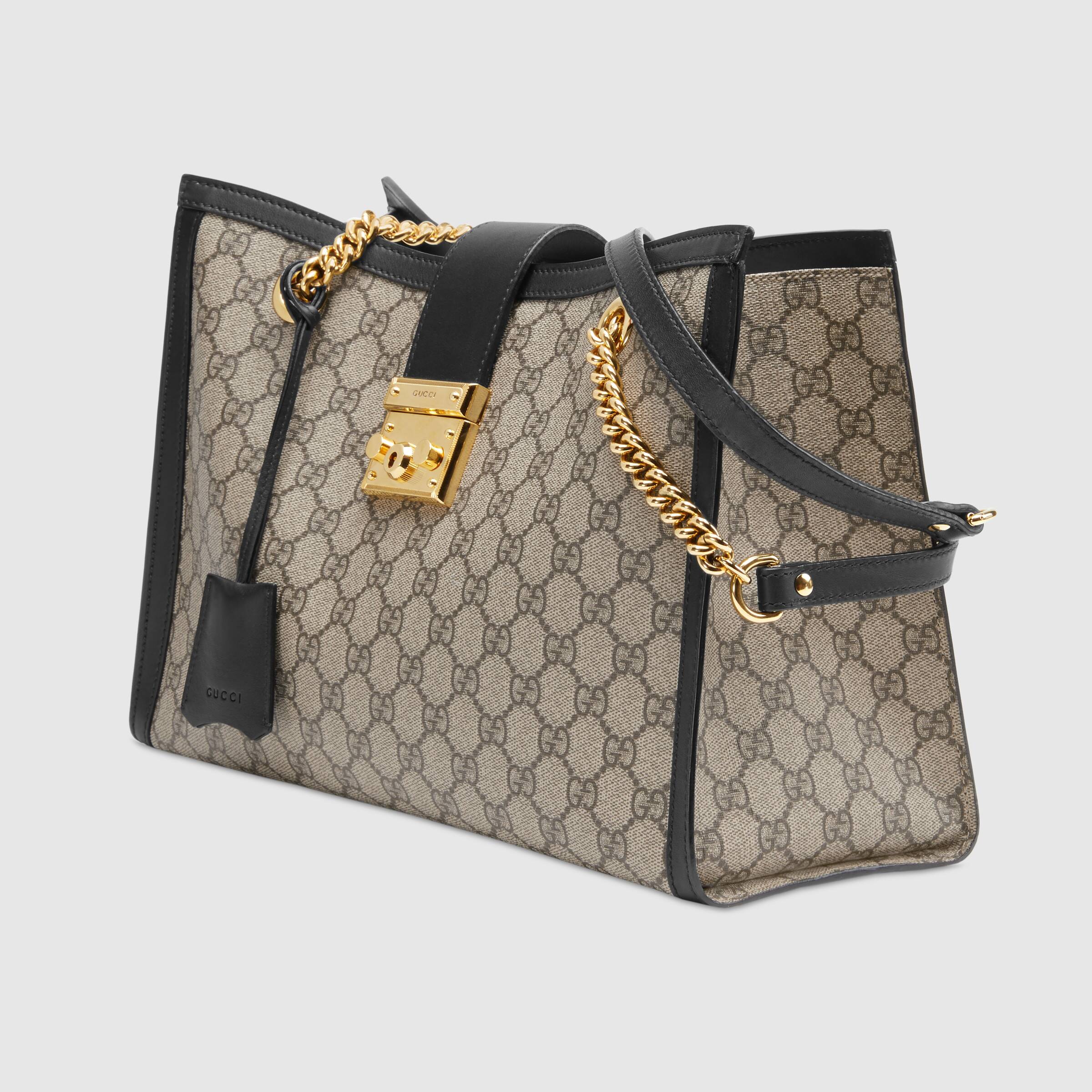 Gucci Padlock Medium GG Shoulder Bag in Beige & Ebony Black - Luxury Crossbody Purse for Women, Perfect for Work, Travel & Evening Out