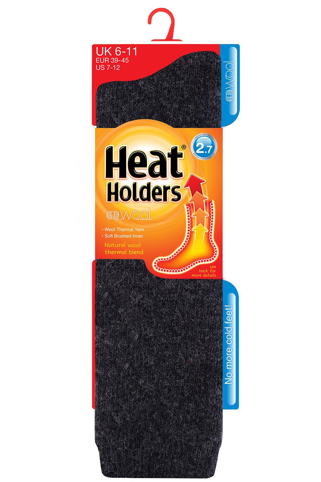 Men's Long Wool 2.7 Tog Thermal Heat Holder Socks for Winter - US Sizes 7-12 - Warm Thermal Socks for Hiking, Skiing & Cold Weather Activities