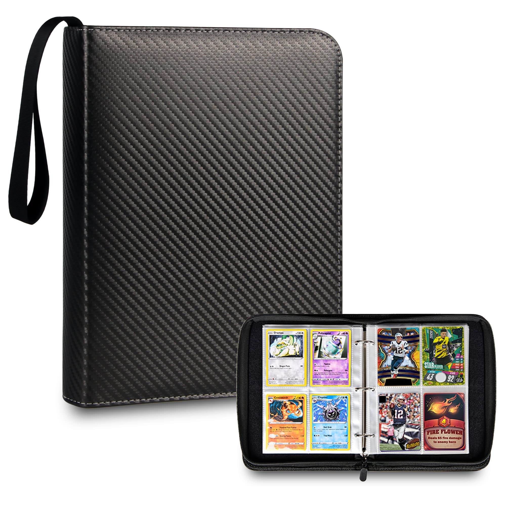 400-Pocket TONESPAC Trading Card Binder Organizer - Premium Card Holder for Baseball, Sports & Coupon Cards | Durable Grey Stripe Design | Perfect for Collectors, Tournaments & Storage