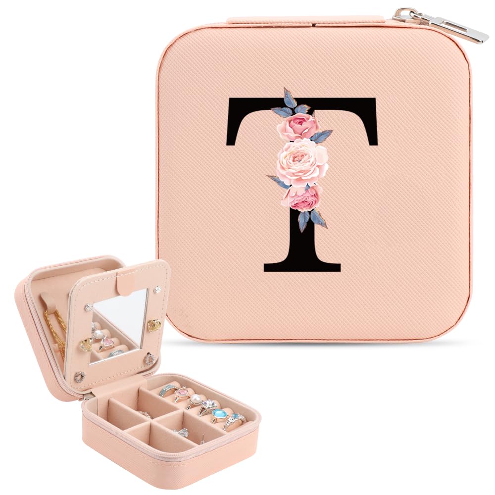 WALLFID Girls Jewelry Box - Portable Travel Jewelry Organizer with Mirror, Small Jewelry Storage Case - Perfect Birthday Gift for Girls & Travel Essential Accessories | Great for Travel, Home Storage & Special Occasions