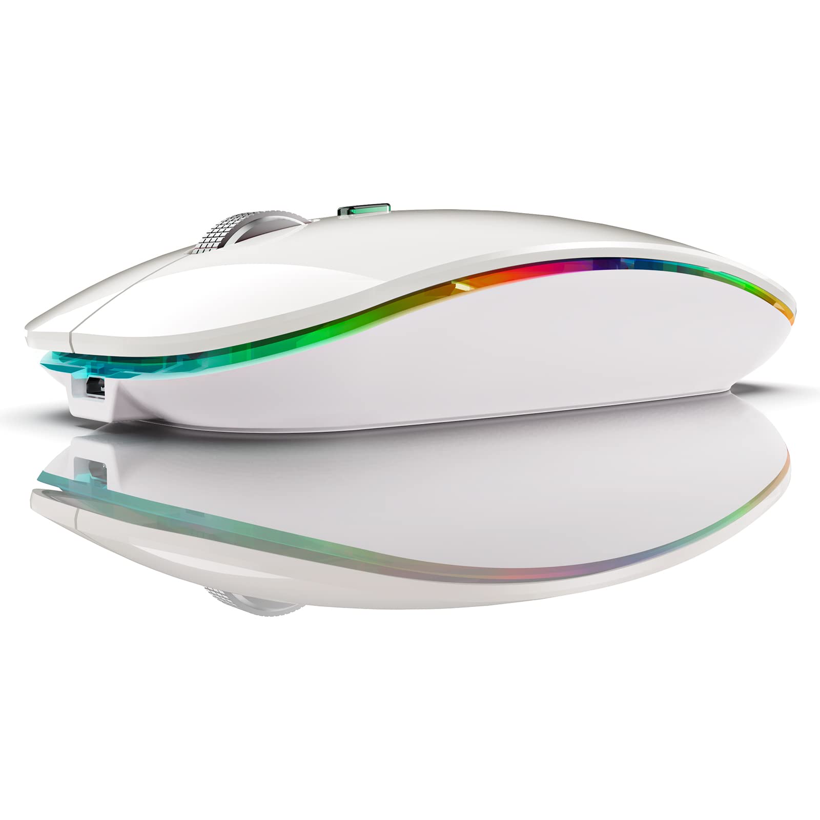 Wireless Rechargeable Gaming Mouse - Lightweight Honeycomb Design with RGB Backlit, Ergonomic Grip & USB Receiver for PC, Mac, Laptop - Perfect for Esports, FPS Games & Office Work (White)