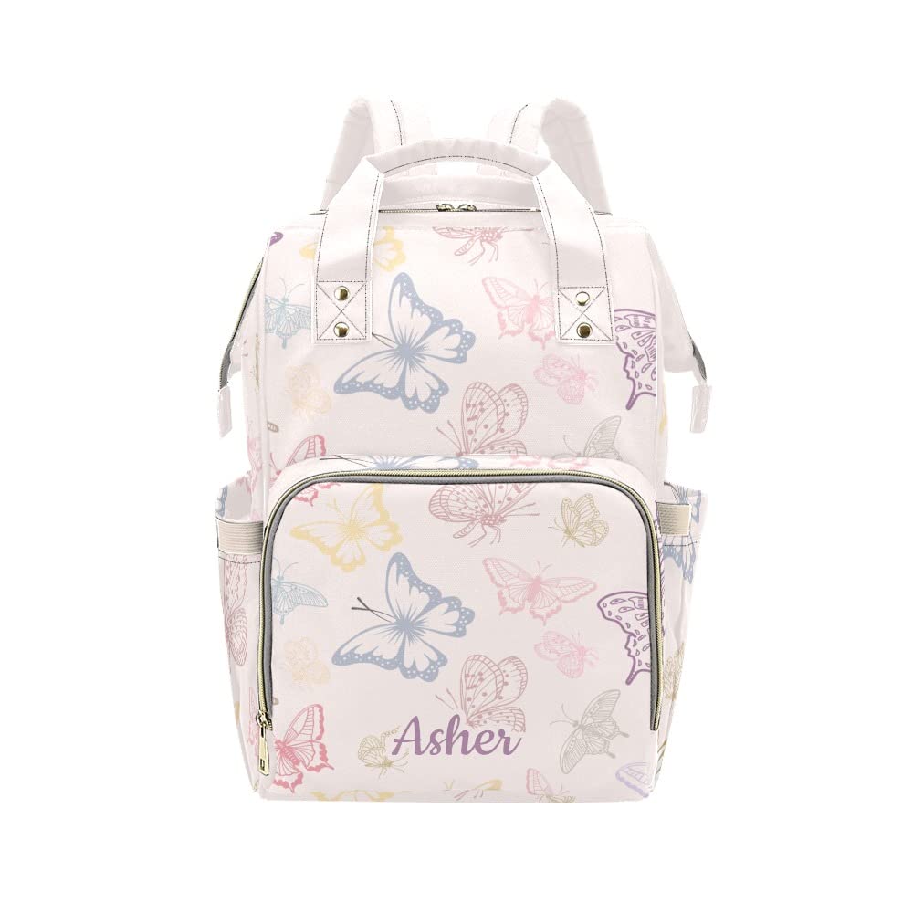 Custom Personalized Diaper Backpack for Baby Girls & Boys - Colorful Travel Nappy Bag with Name Embroidery, Large 15
