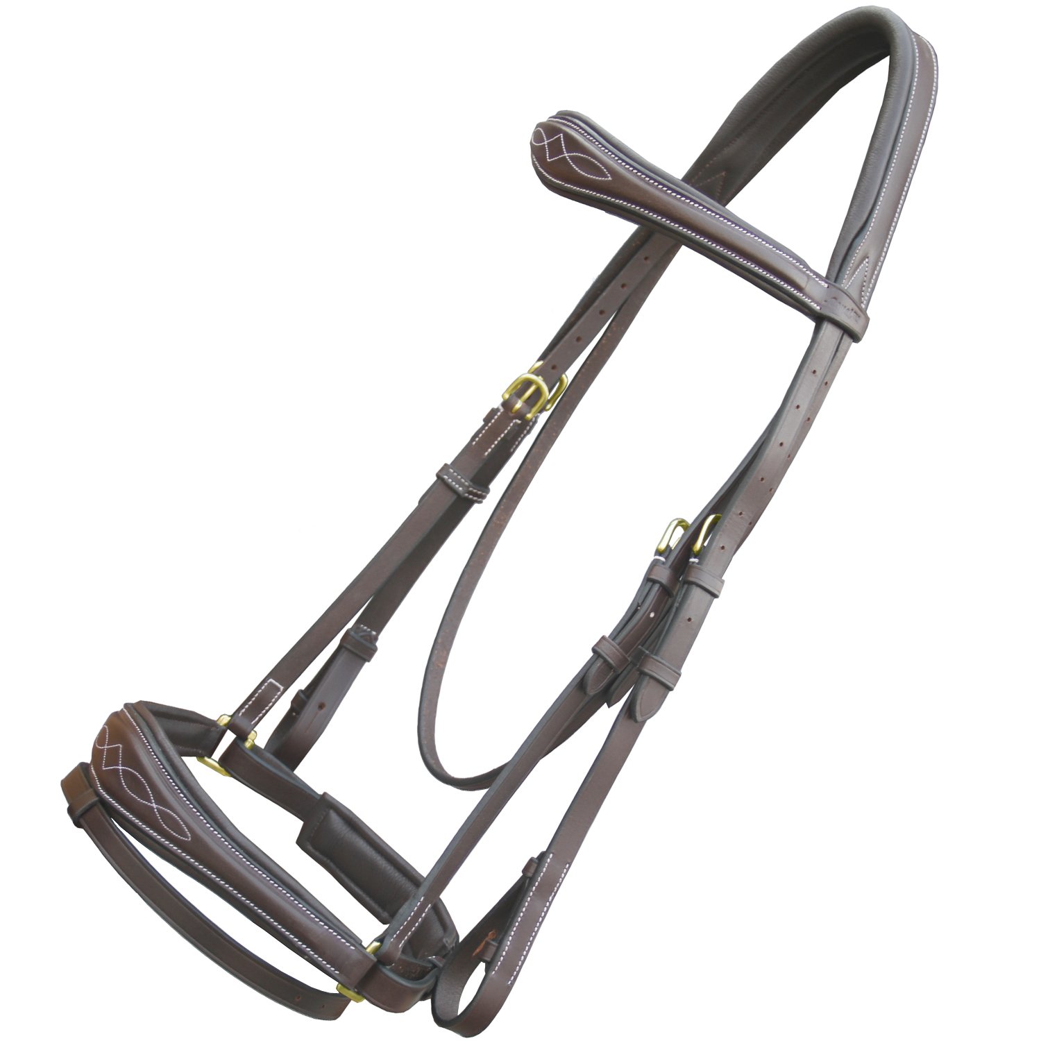 Premium Exion Horse Dressage Bridle - Soft Padded Anatomic Crank Noseband with Reins & Brass Buckles for Equestrian Training & Show Jumping | Comfort Fit for Dressage & Horse Riding Competitions