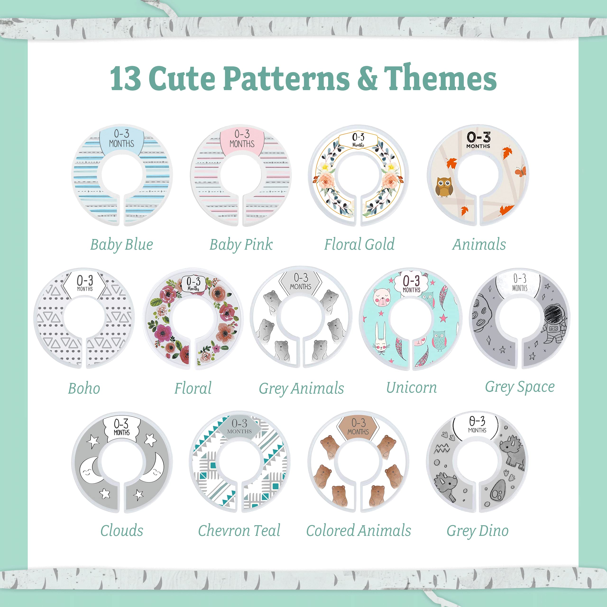 Baby Closet Dividers - 7-Pack Nursery Organizer for Newborn to 24 Months | Boho Style Clothing Size & Age Dividers | Perfect for Baby Wardrobe Organization & Nursery Storage