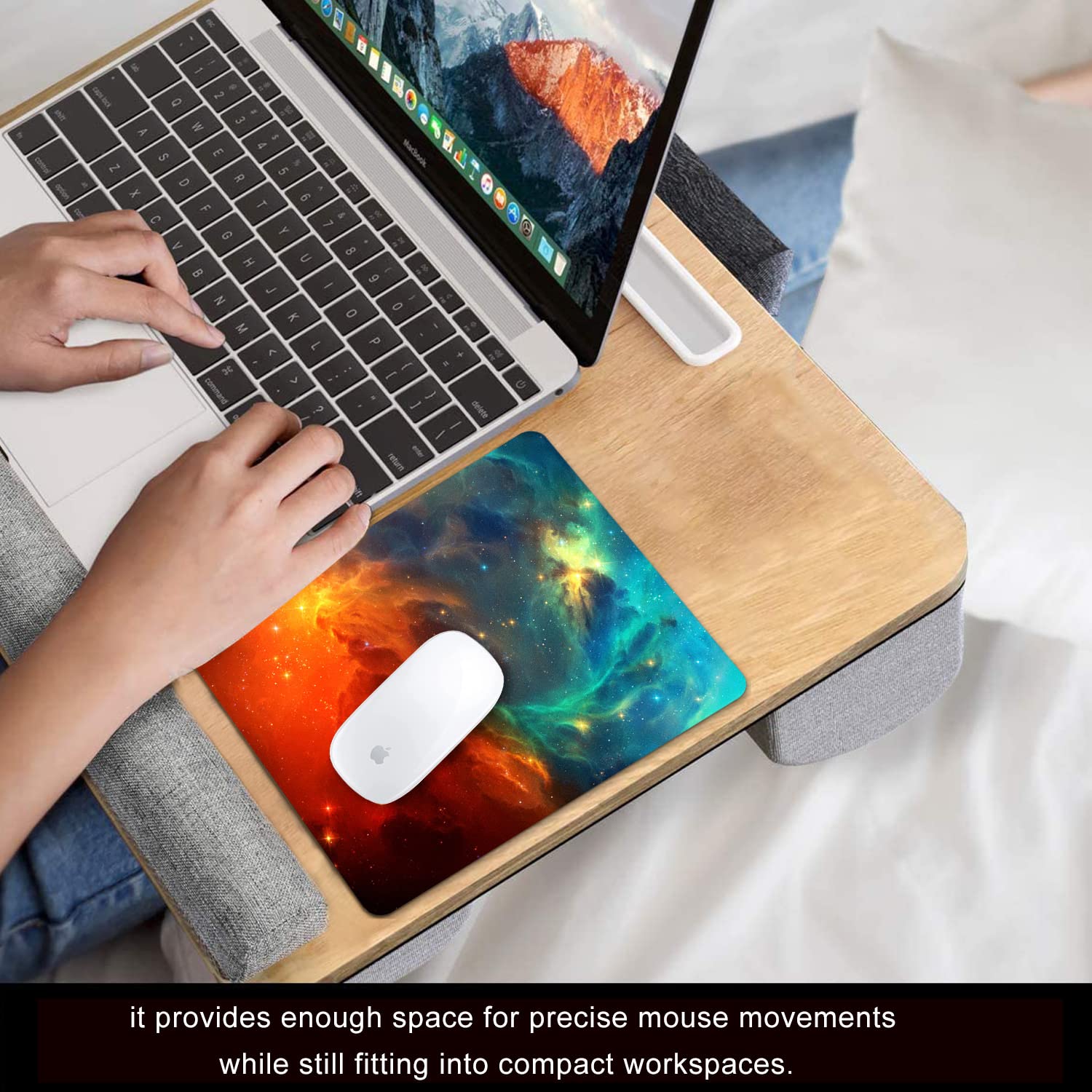 Galaxy Mouse Pad - Orange & Cyan Nebula Design, Non-Slip Washable Office Computer Mouse Mat (9.5