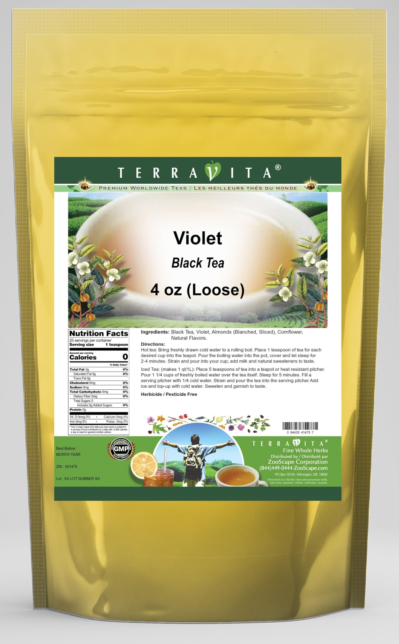 Premium Organic Violet Black Loose Leaf Tea (4 oz, 3-Pack) - Floral Aromatic Tea for Relaxation, Afternoon Tea & Gift Giving