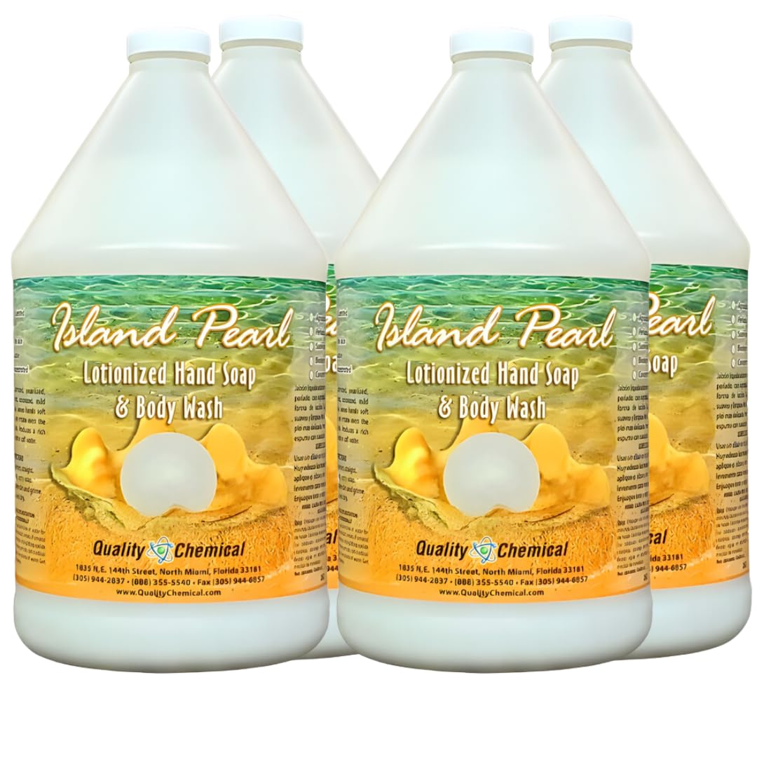 Premium Antibacterial Hand Soap Refill - 128 oz (1 Gallon) Bulk Pack of 4 | Island Pearl Scent | Moisturizing & Gentle Formula for Home, Office & Commercial Use | Ideal for Restaurants, Hospitals & High-Traffic Areas