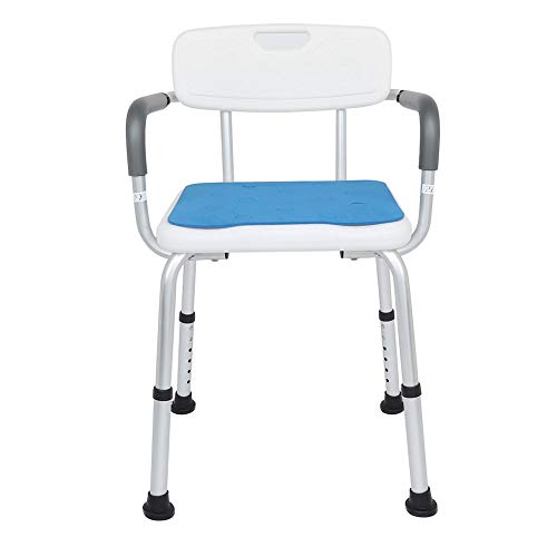Adjustable Shower Chair with Arms & Back - Rotating Bath Seat with Free Grab Bar - Portable Bathtub Stool for Elderly & Disabled - Non-Slip Bath Bench for Safe Showering & Bathing (Ideal for Seniors, Post-Surgery Recovery & Mobility Assistance)