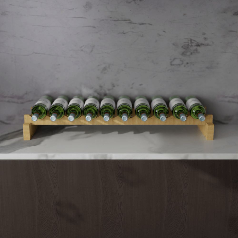 10-Bottle Modular Wine Rack - Space Saving Stackable Wine Storage Organizer for Kitchen, Bar, or Cellar Use