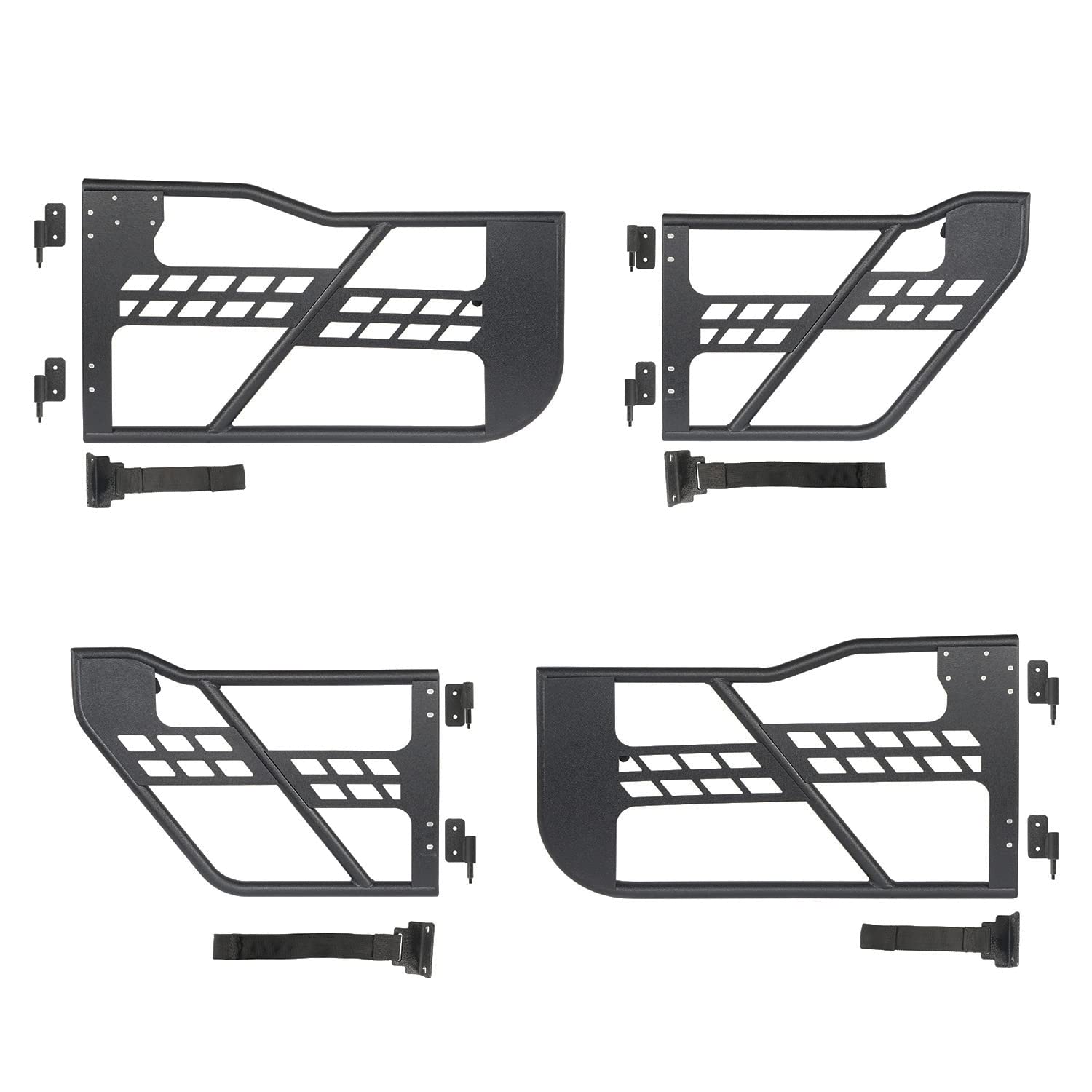 Hooke Road Front & Rear Tubular Half Doors for 2018-2025 Jeep Wrangler JL & 2020-2025 Gladiator JT (4-Door Set) - Off-Road Adventure & Open-Air Driving Upgrade