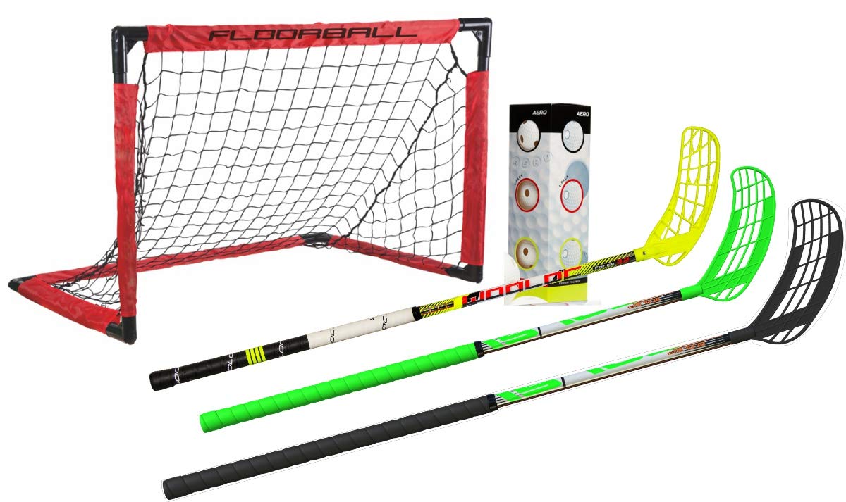 3-Stick Home Floorball Set by Wooloc – Perfect for Indoor & Outdoor Family Games, Backyard Fun, and Team Sports Training