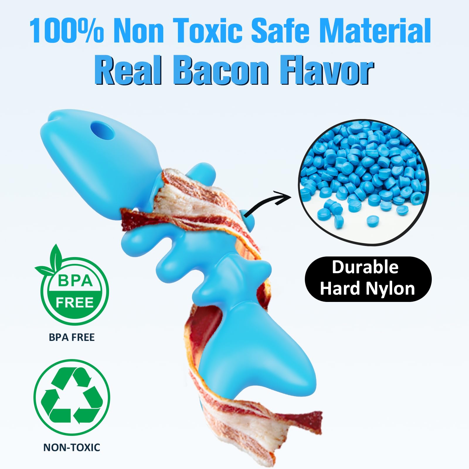 Indestructible Nylon Fish Bone Dog Chew Toy for Aggressive Chewers - Durable Large Breed Dog Toy for Strong Jaws | Perfect for Teething Puppies, Boredom Relief & Dental Health