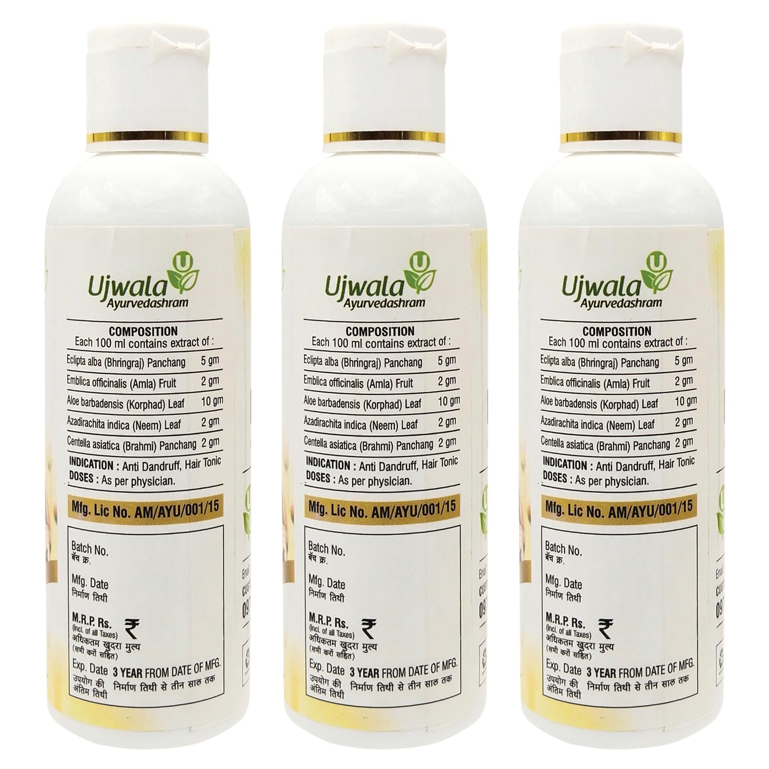 Charvi Hair Solution Pack of 3 (100ml) - Nourishing Hair Oil to Reduce Hair Fall & Add Shine | For Dry, Damaged & Frizzy Hair | Perfect for Daily Hair Care & Scalp Massage