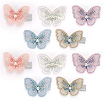 ALIBA COLLECTION Handmade Butterfly Hair Clips Set of 5 for Baby Girls - Colorful Hair Accessories for Parties, School & Special Occasions