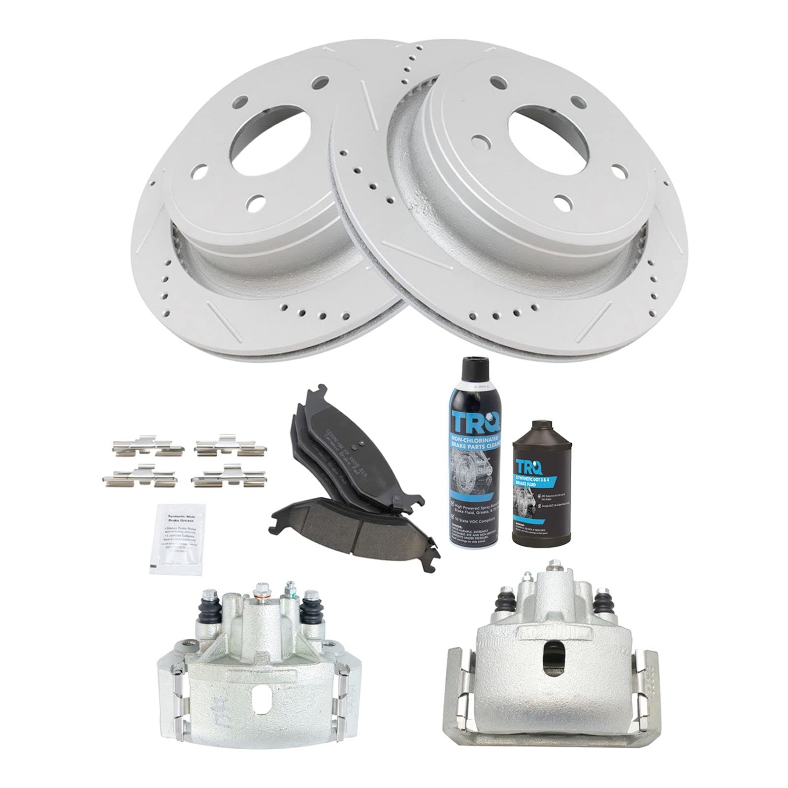 High Performance Ceramic Brake Pads & Slotted Drilled Rotors Kit - G-Coated Premium Quality - Fits 2007-2009 Chrysler Aspen, 2004-2009 Dodge Durango, 2002-2010 & 2011-2018 Ram 1500 - Perfect for Heavy Duty Towing, Off-Roading & Daily Commuting