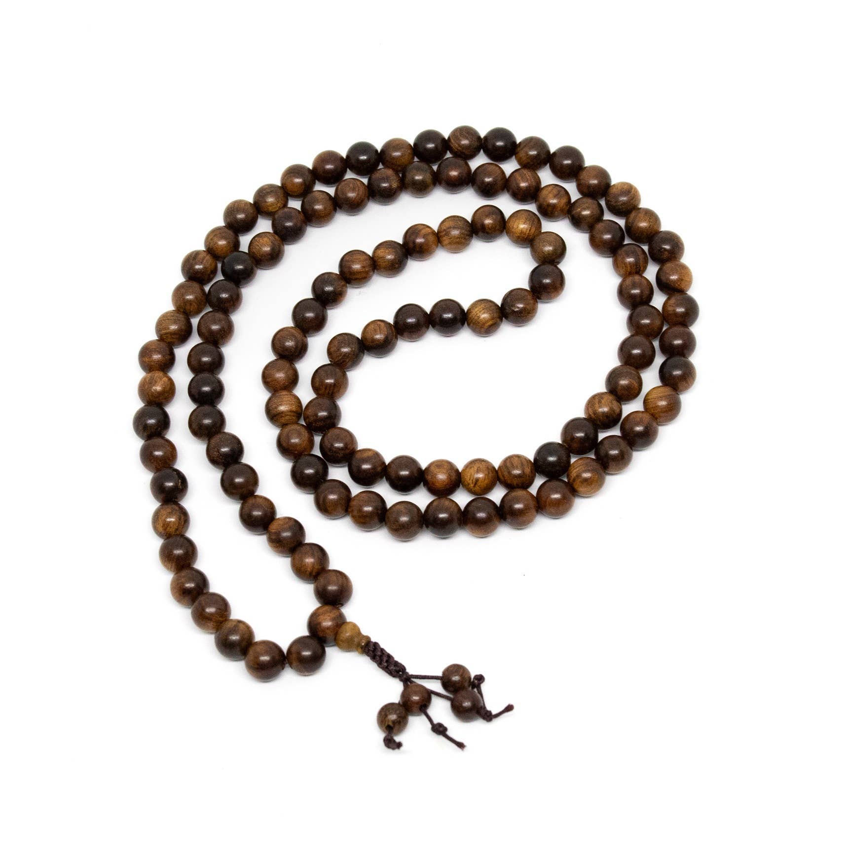 Black Pear Wood 108 Bead Mala Necklace - 8mm Buddhist Prayer Beads for Meditation, Yoga & Spiritual Practice