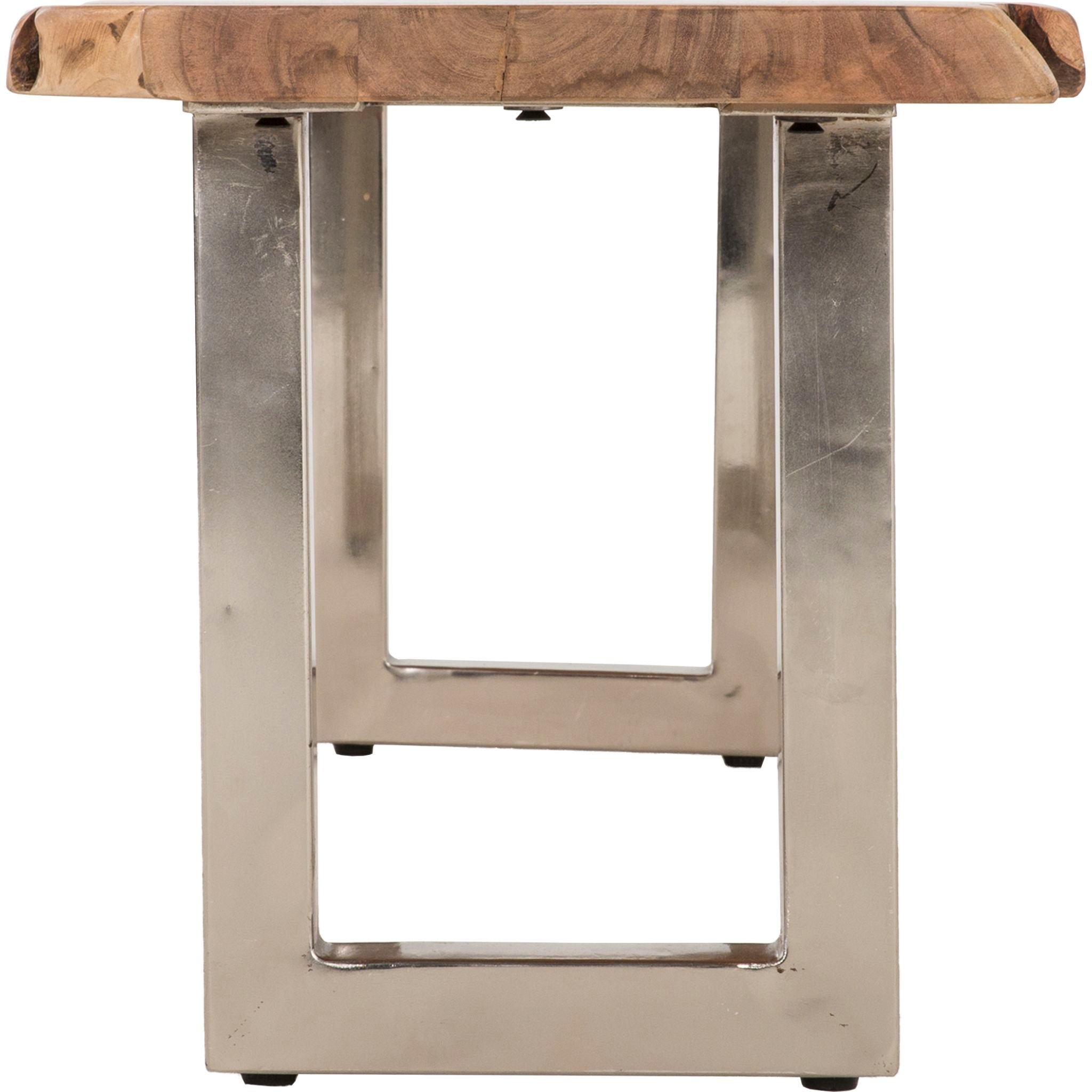 Brien Dining Bench - Brown/Silver Wooden Kitchen Bench with Metal Legs - Perfect for Dining Room, Kitchen Island, or Breakfast Nook (1568556K)