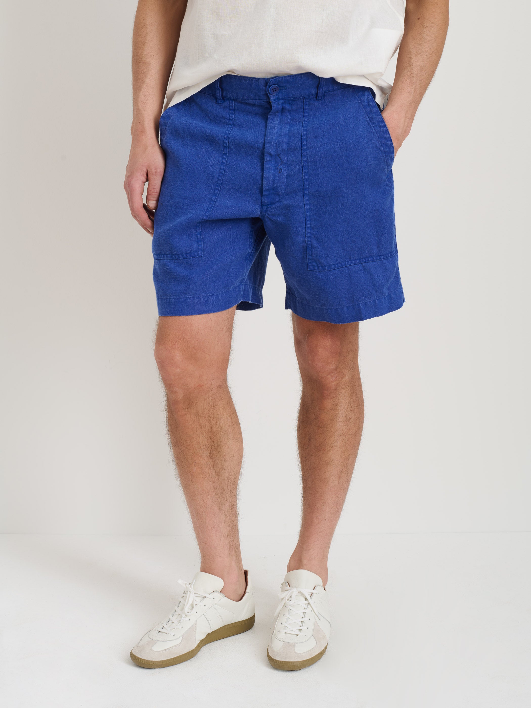 Linen Garment-Dyed Pull-On Field Shorts for Men - Comfortable Casual Wear for Outdoor Activities and Summer Adventures