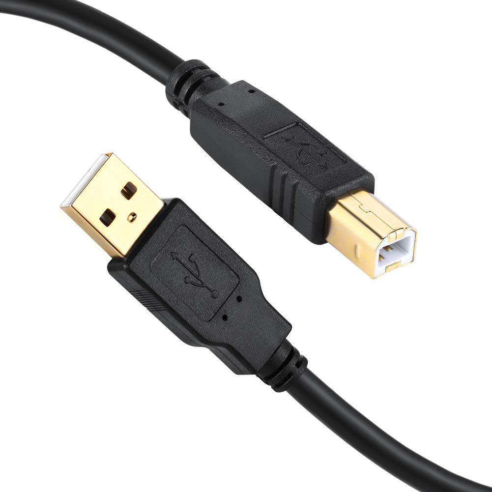 30ft USB 2.0 Printer Cable A Male to B Male - High Speed Scanner Cord for HP, Canon, Epson, Dell, Lexmark Printers - Durable Black 30 Foot USB A to B Cable for Office, Home & Business Use