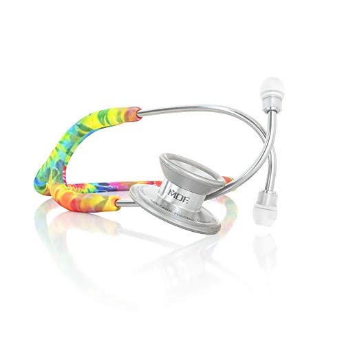 MDF Instruments MD One Epoch Lightweight Titanium Stethoscope for Adults - Tie Dye Silver Tube with Silver Chestpiece & Headset (MDF777TTD) - Ideal for Doctors, Nurses, and Medical Professionals in Hospitals & Clinics