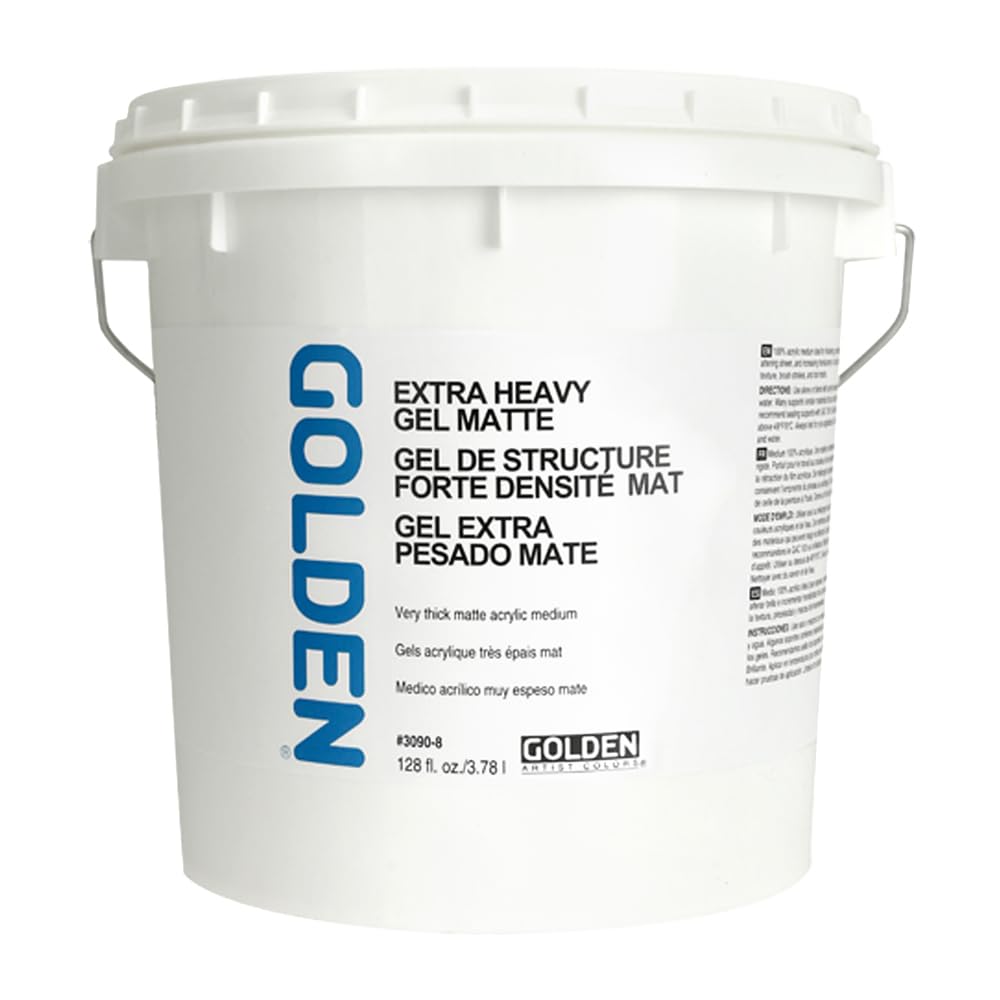 GOLDEN Extra Heavy Gel Matte - 128 fl. oz. Professional Acrylic Gel Medium, Semi-Transparent Texture for Artists & DIY Projects - Perfect for Canvas Painting, Mixed Media & Decorative Crafts