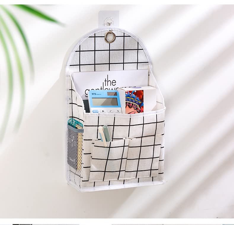 Large Capacity Wall Hanging Storage Organizer - White Grid Cloth Door Shoe Rack for Home & Office Organization | Perfect for Bedroom, Closet, Entryway Storage