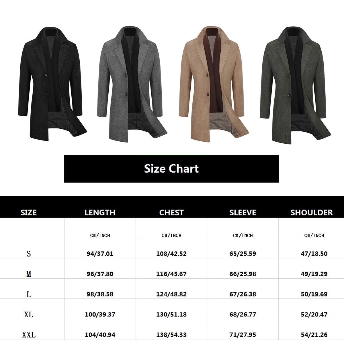 WULFUL Men's Wool Trench Coat - Slim Fit Winter Overcoat for Business & Formal Wear | Warm Wool Blend Jacket for Office, Dating & Cold Weather