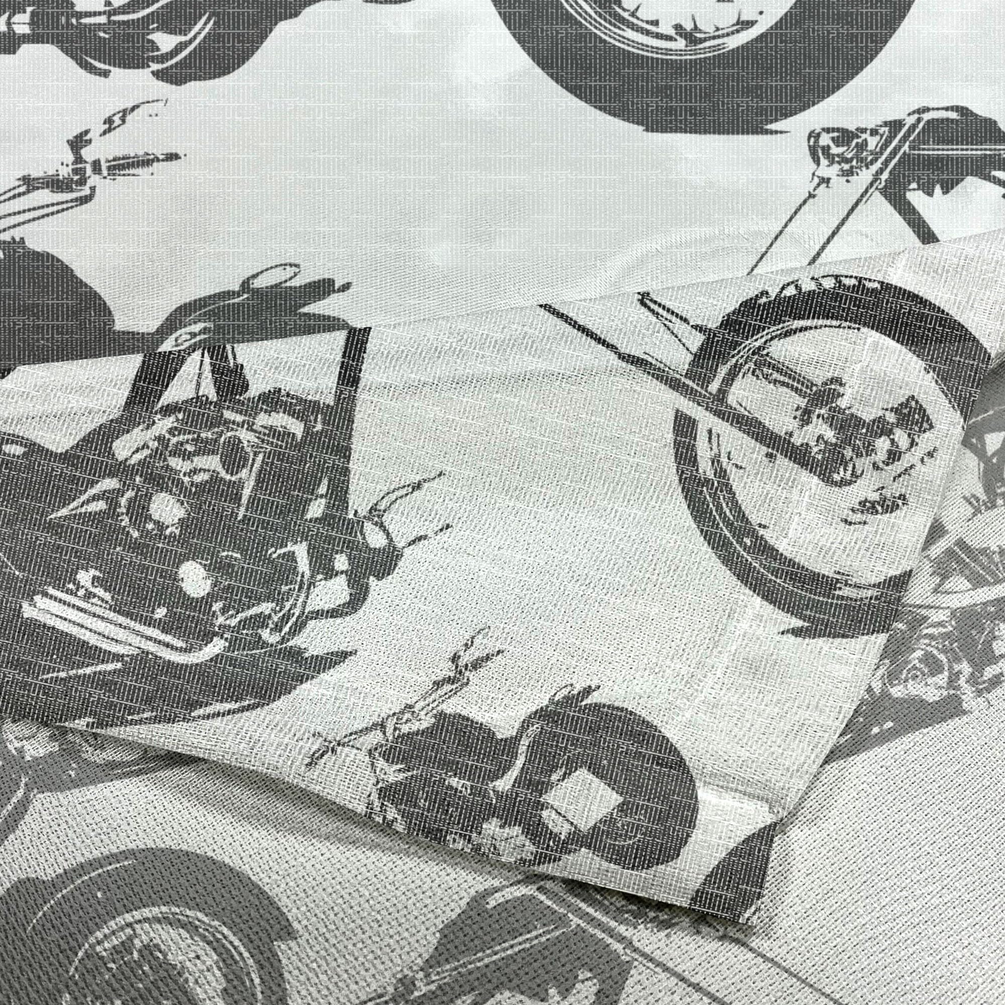 Ambesonne Motorcycle Tulle Curtains - Retro Chopper Black & White Design, 108