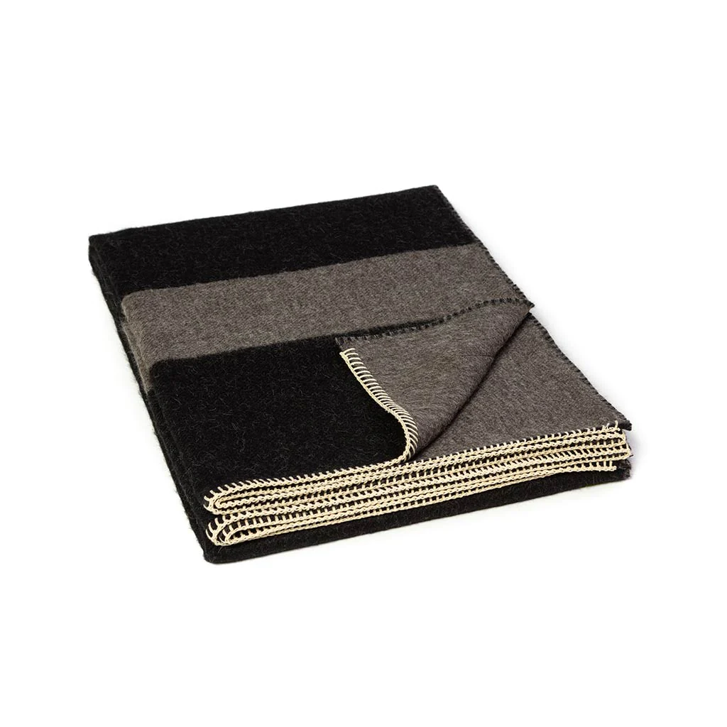 Blacksaw Mason Reversible Throw Blanket - Soft Cozy Fleece for Couch, Bed & Sofa - Black/Charcoal - Perfect for Winter, Home Decor & Gift Giving