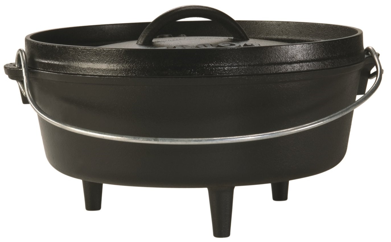 Lodge Cast Iron Camp Dutch Oven 4 Quart - Pre-Seasoned Outdoor Cooking Pot for Camping, Backpacking & Dutch Oven Recipes