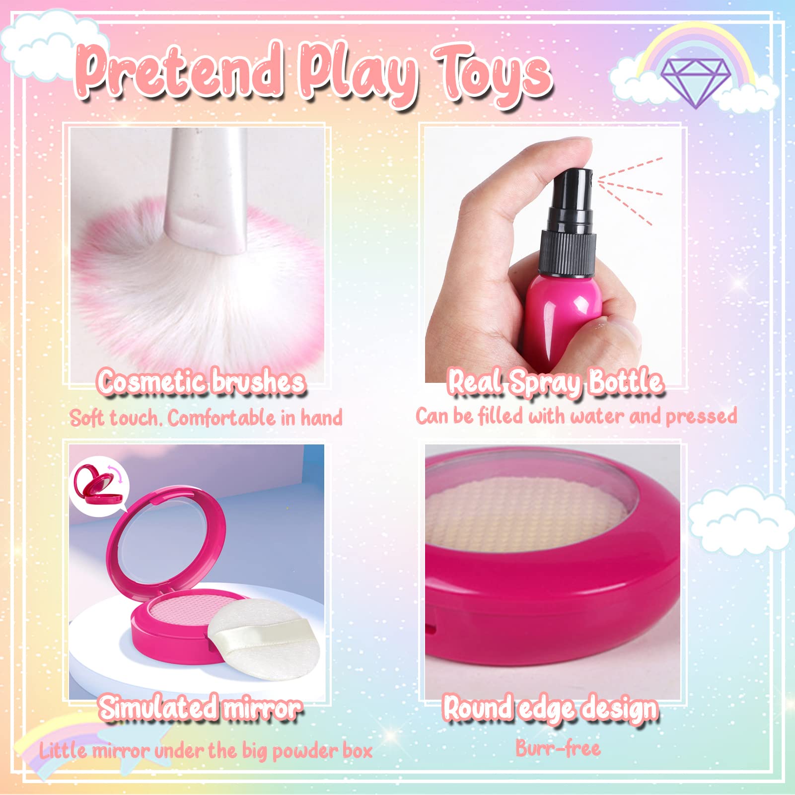 STAY GENT Pretend Makeup Set for Girls Ages 3-8 | 20-Piece Kids Makeup Toy with Unicorn Vanity Case | Perfect Birthday & Christmas Gift for Girls | Role Play & Dress-Up Fun