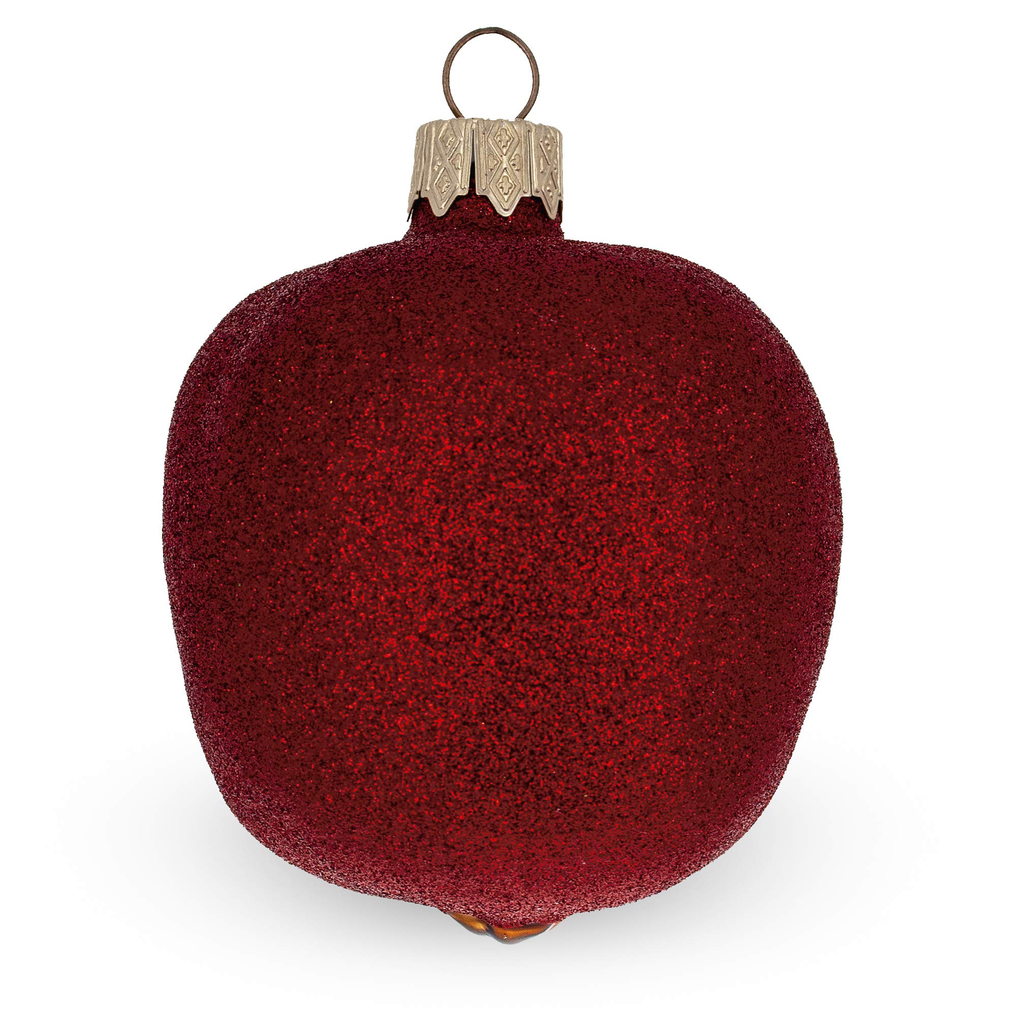 Sparkling Red Apple Mini Glass Christmas Ornament - Handmade Holiday Tree Decor for Xmas, Party, Home & Office Decoration