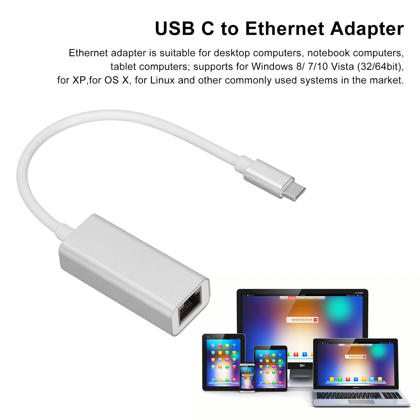 Jimdary USB C to RJ45 Ethernet Adapter - High Speed Gigabit LAN Converter with Aluminum Shell - No Driver Required - Perfect for Home Office, Business Travel, and Online Gaming