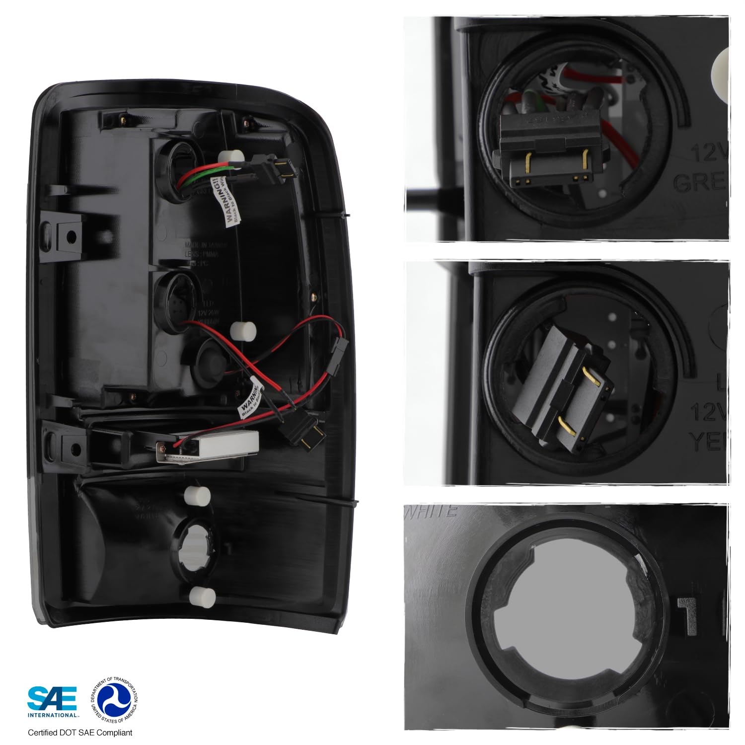AKKON C-Shape LED Tail Brake Lights for 2000-2006 Chevy Suburban Tahoe & GMC Yukon XL - Black Left+Right Pair - Enhanced Visibility & Style for Night Driving & Off-Road Adventures