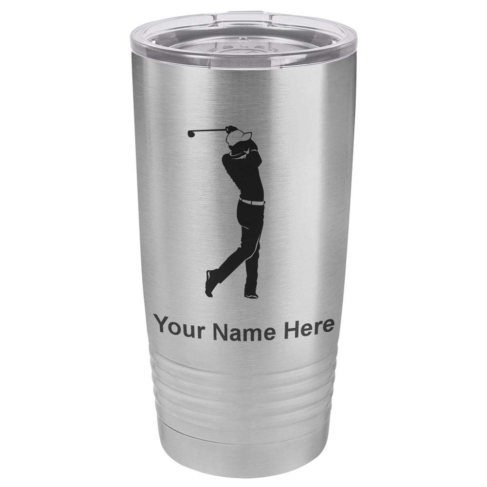 LaserGram 20oz Vacuum Insulated Stainless Steel Tumbler Mug with Personalized Engraving - Perfect for Golfers, Outdoor Sports & Daily Use - Keeps Drinks Hot/Cold for Hours