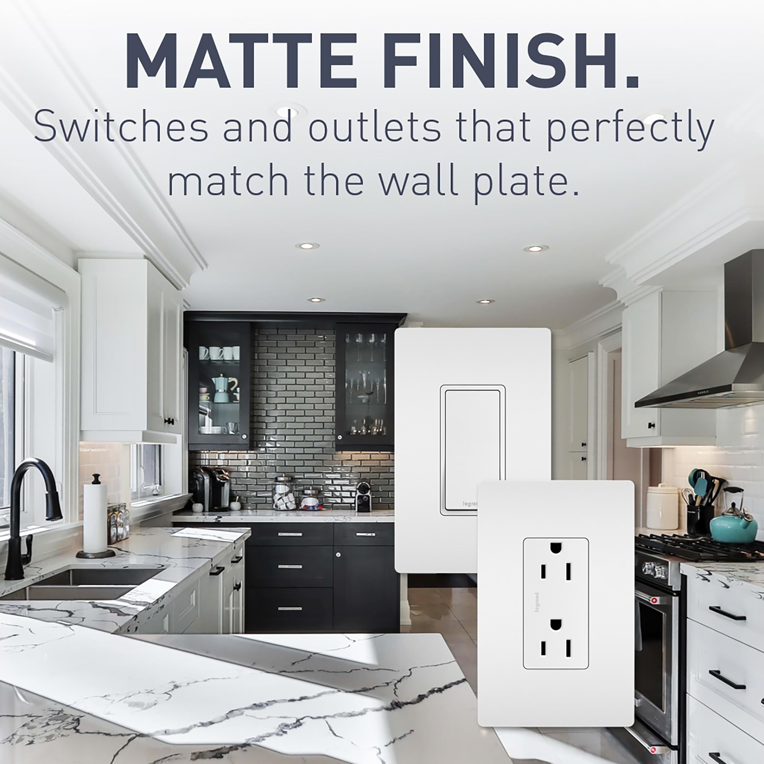 Legrand RWP26WCC10 Screwless Decorator Wall Plate - 1-Gang White Rocker Outlet Cover for Modern Homes | Perfect for Living Rooms, Bedrooms & Offices