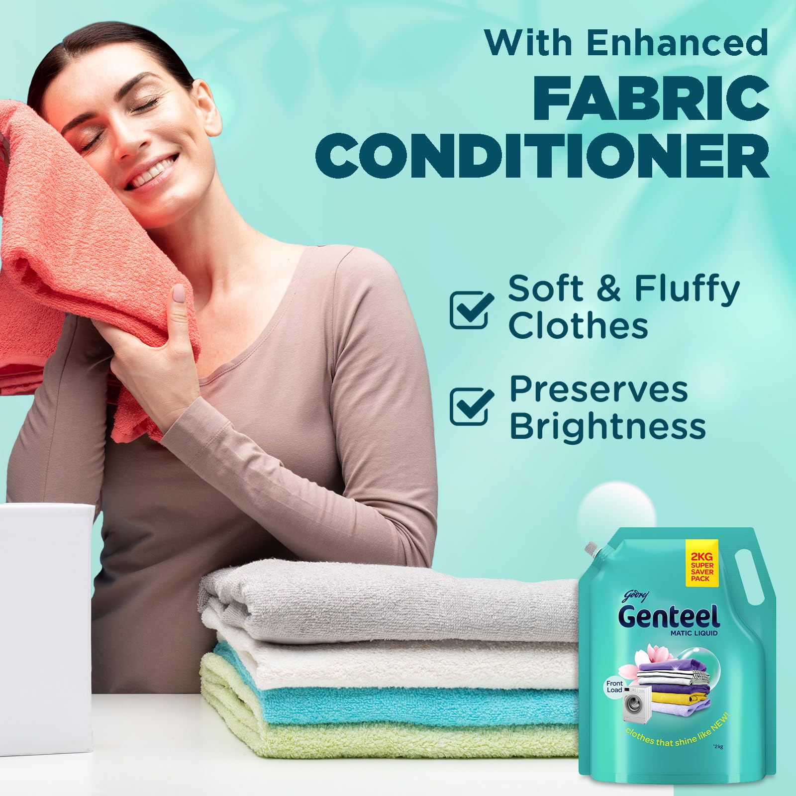Genteel Matic Liquid Laundry Detergent Refill Pouch 2kg - Front Load Washer Safe | Soda-Free Formula with Built-In Fabric Softener | Ideal for Sensitive Skin & Eco-Friendly Laundry