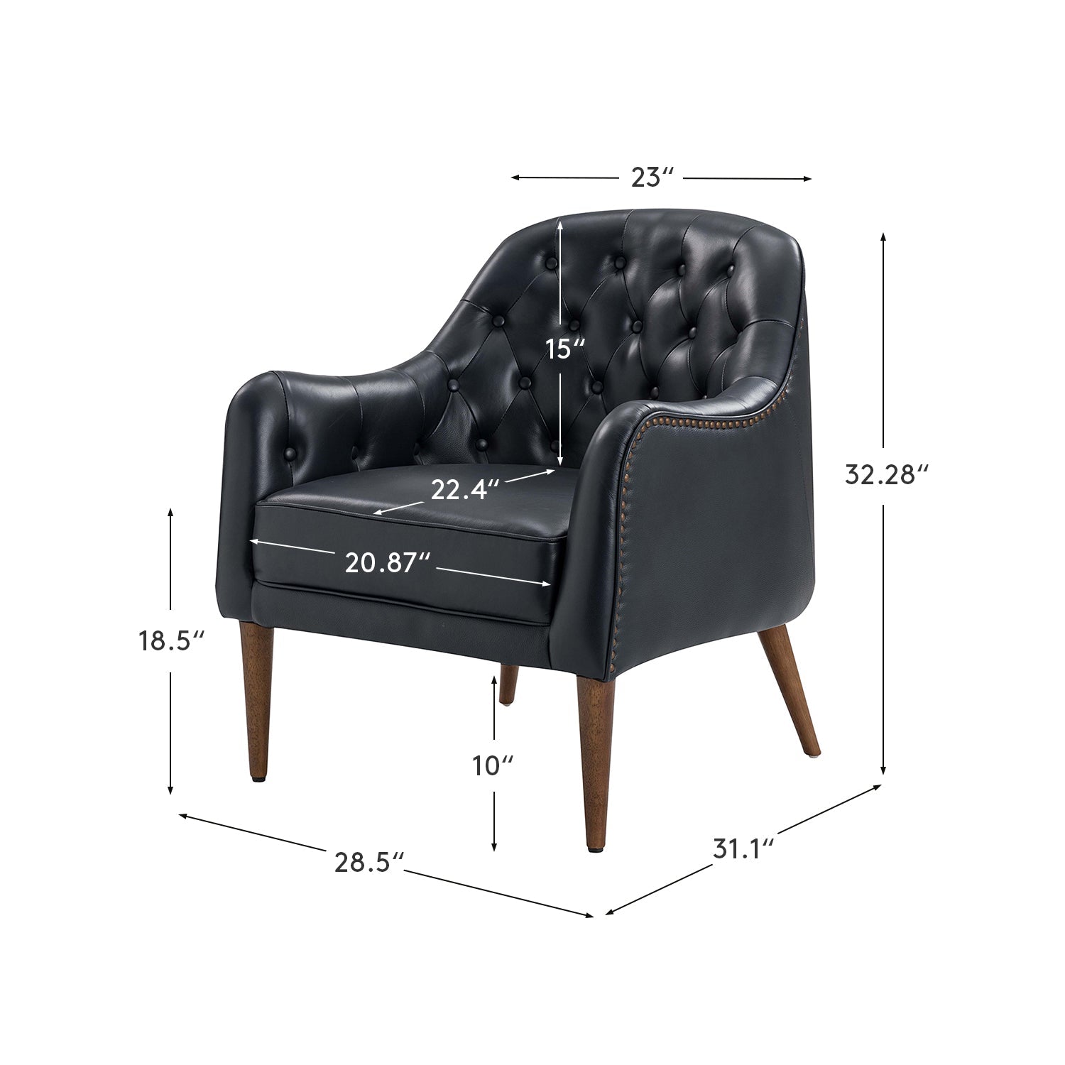 **Casio Genuine Leather Barrel Chair with Wooden Legs – Stylish Accent Chair for Living Room, Office, or Lounge**